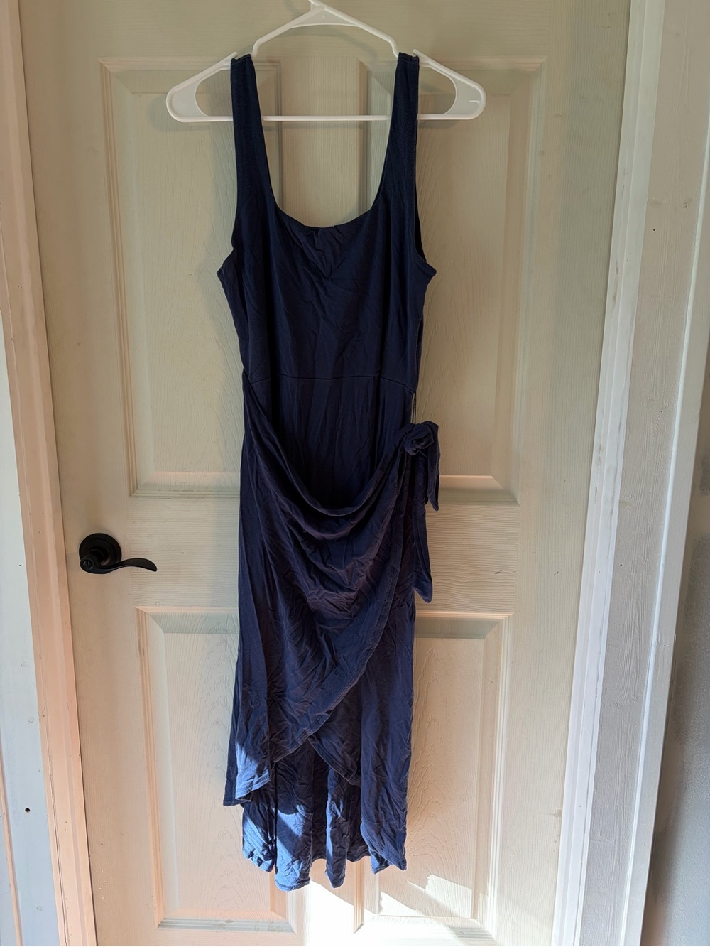 Quince Women's Navy Blue Sleeveless Wrap-Detail Dress - size L